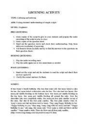 English worksheet: Listening and noticing activity