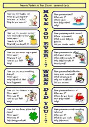 Have you ever...? / When did you...? Present Perfect VS Past Simple GAME