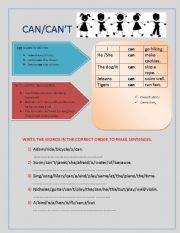 English Worksheet: can/cant