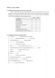 English Worksheet: can and cannot