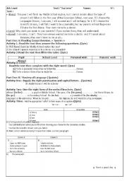 English Worksheet: Test1 2nd term 4th level