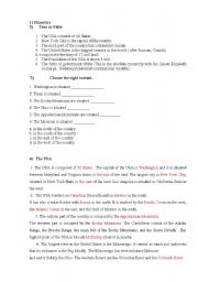 English Worksheet: the geographical position of the USA