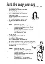 song Just the way you are Bruno Mars 2 pages