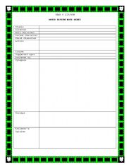 Movie Review note sheet - ESL worksheet by timHags