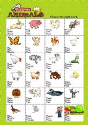 FARM ANIMALS - Multiple choice test