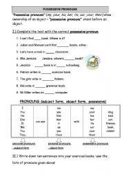 Possessive Pronouns -Worksheet