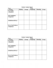 English worksheet: Student Conduct report