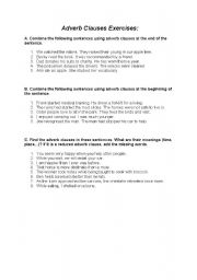 English worksheet: Adverb Clause Exercises
