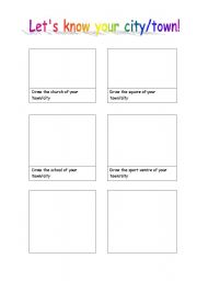 English worksheet: Your town /city