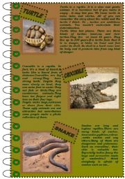 READING COMPREHENSION about reptiles (version 1)
