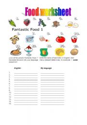 English worksheet: FOOD WORKSHEET