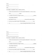 English worksheet: SAT prep vocabulary 2