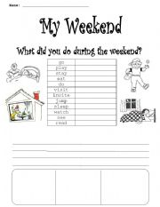 English Worksheet: My weekend