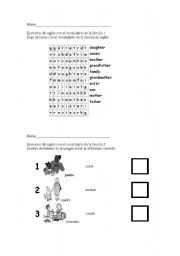 English Worksheet: the family