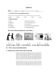 English worksheet: English test