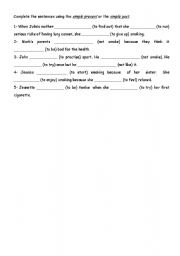 English worksheet: simple present and past