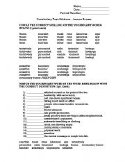 English Worksheet: Ribbons PH LIT 7th Grade Vocab