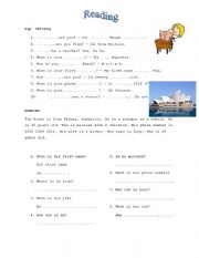 English worksheet: Reading Practice for beginner