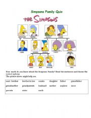 English Worksheet: Simpsons Family Quiz