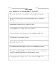 English worksheet: Adverbs