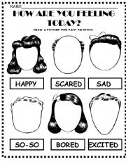 English Worksheet: Emotions-Draw your own faces!