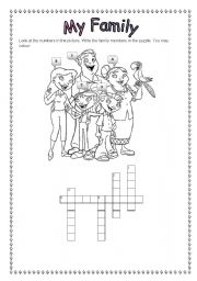 English Worksheet: My Family Criss Cross Puzzle