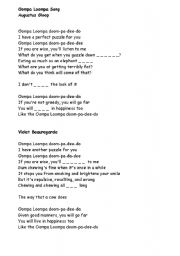 English worksheet: Umpa Lumpa Song Lyrics Gap fill