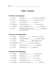 English Worksheet: Verb tenses