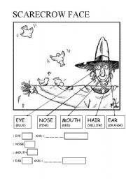 English Worksheet: scarecrow face