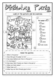 Birthday party worksheets