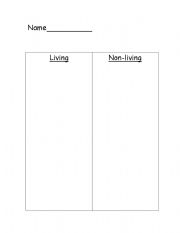 English Worksheet: Living and non-living sort