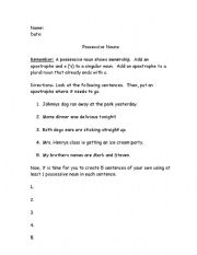 English worksheet: Possessives