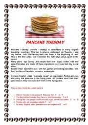 Pancake Day/Shrove Tuesday -reading  practice 