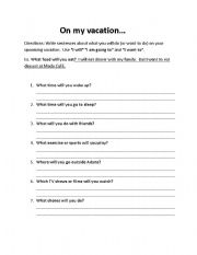 English Worksheet: Future vacation predictions 