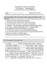 English worksheet: sample exam