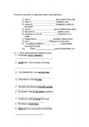 English worksheet: test on comparisons and s.past