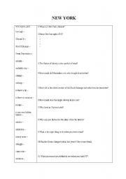 English worksheet: New York quiz