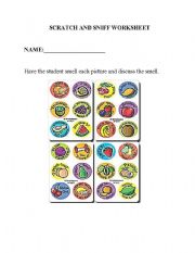 English Worksheet: Scratch and sniff worksheet