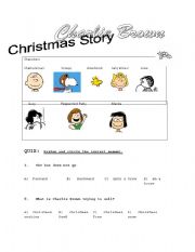 English Worksheet: Charlie Brown Christmas story comprehension Questions