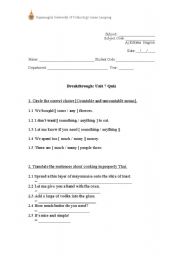 English Worksheet: Countable and uncountable nouns, and translating