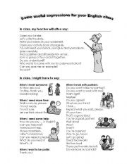 English Worksheet: Some useful expressions for your english class