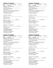 English Worksheet: Poem - Hmework