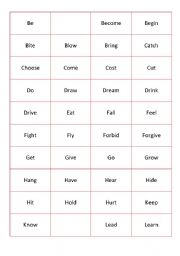 English worksheet: Verbs in Cards