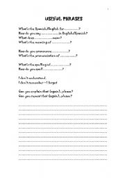 English worksheet: Useful Phrases for the Classroom