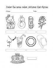 English worksheet: Rhyming Words