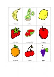 English Worksheet: Picture cue cards FRUIT