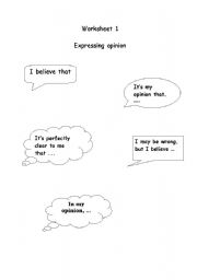 English Worksheet: discussion expression worksheet