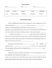 English Worksheet: Natural Disaster