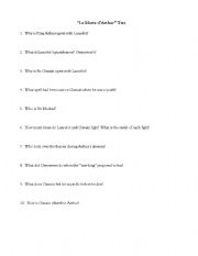 English Worksheet: Le Morte dArthur Worksheet/Test