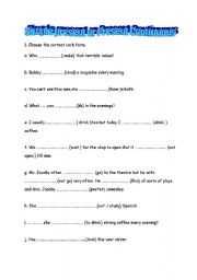 English Worksheet: Present simple and present continuous exercises
